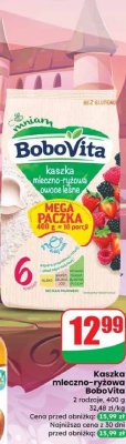 Kaszka mleczno-ryżowa BoboVita 2 rodzaje  promocja w Dino