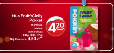 Mus Fruit'n'Jelly Pokket marakuja, malina, pomarańcza promocja w Żabka