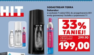 Saturator Terra w zestawie 1 nabój CO2, do przygotowania 60 l wody gazowanej i butelka o pojemności 1 l promocja w Kaufland