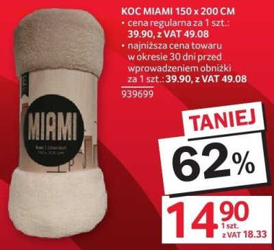Koc Miami 150x200 cm promocja w Selgros