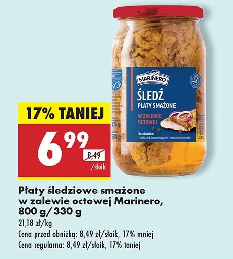 Płaty śledziowe smażone w zalewie octowej Marinero promocja w Biedronka