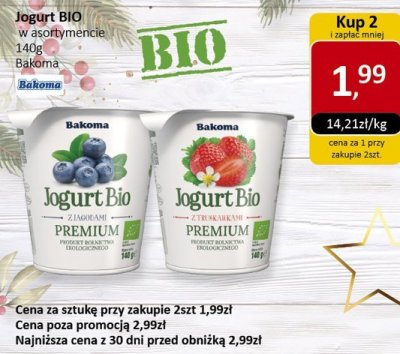 Jogurt BIO w asortymencie promocja w Market Point