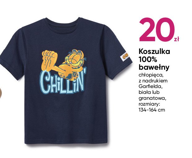 Koszulka ch艂opi臋ca garfield bia艂a 134-164 cm promocja