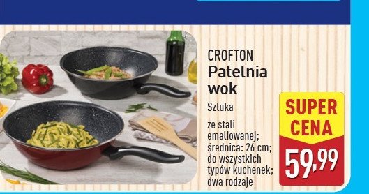 Patelnia wok 26 cm Crofton promocja w Aldi