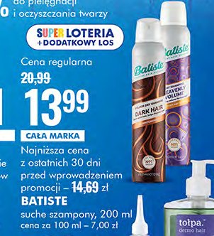 Szampon do włosów suchy dark hair Batiste dry shampoo promocja