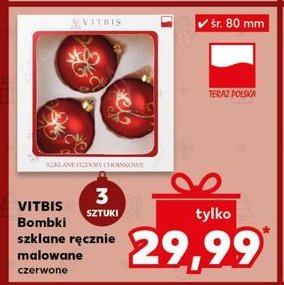 Bombki szklane dekorowane śr. 80 mm Vitbis promocja