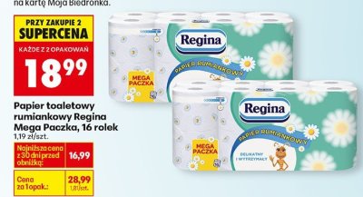 Papier toaletowy rumianek Regina Mega Paczka, 16 rolek promocja w Biedronka