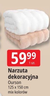 Narzuta dekoracyjna Ourson 125 x 150 cm mix kolorów promocja w Leclerc