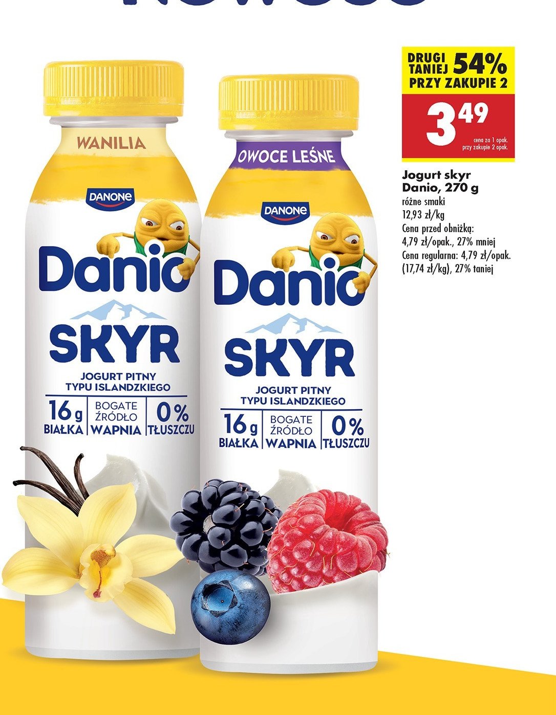 Jogurt skyr truskawkowy Danone danio promocja w Biedronka