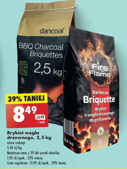 Brykiet z węgla drzewnego Fire & flame promocja