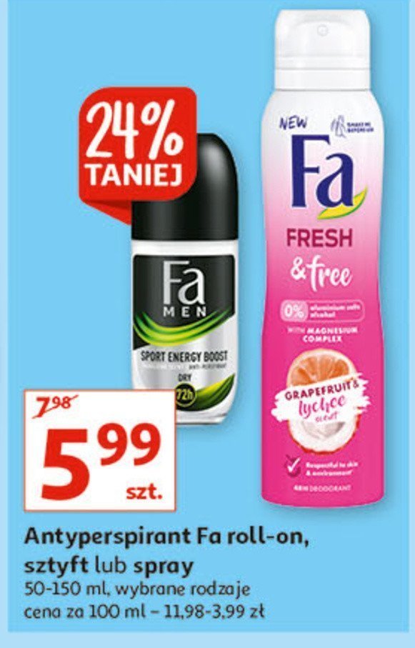 Dezodorant grejpfrut i lychee Fa fresh & free promocja