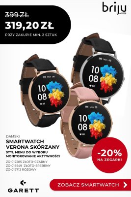 Zegarek Smartwatch damski Verona skórzany złoto-srebrny Garett promocja w Briju