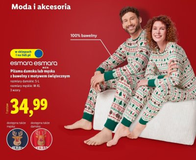 Piżama damska z bawełny z motywem świątecznym Esmara promocja w Lidl
