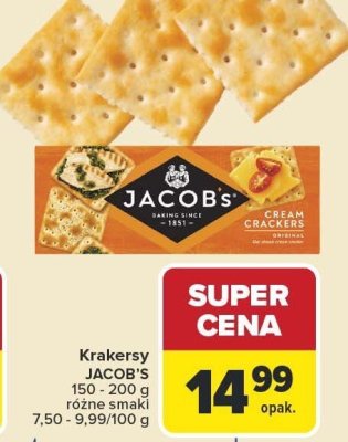 Krakersy Jacob's różne smaki promocja w Carrefour