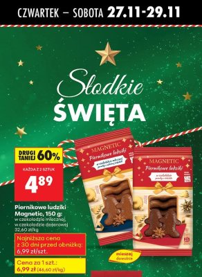 Piernikowe ludziki Magnetic, 150 g: w czekoladzie mlecznej, w czekoladzie deserowej promocja w Biedronka