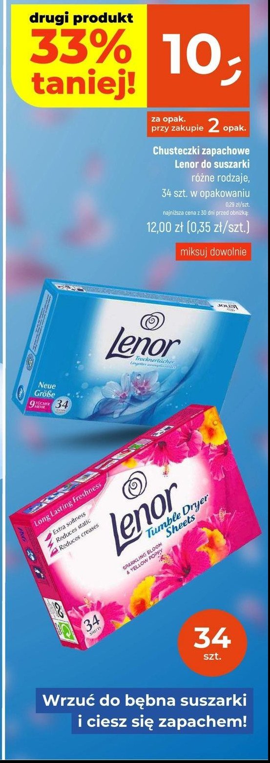 Chusteczki do suszarki spring awakening Lenor promocja w Dealz