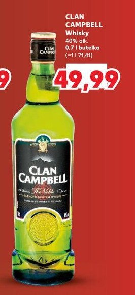 Whisky Clan campbell promocja w Kaufland
