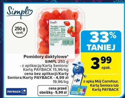 Pomidory daktylowe promocja w Carrefour Market