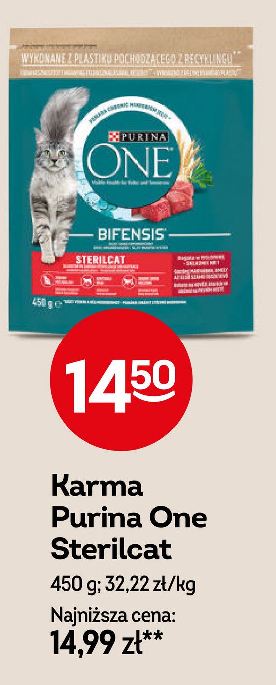 Karma dla kota sterilcat z wołowiną i pszenicą Purina one promocja w Żabka