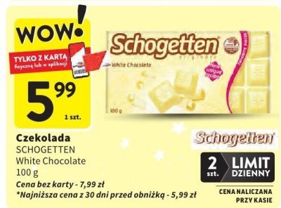 Czekolada SCHOGETTEN White Chocolate promocja w Intermarche