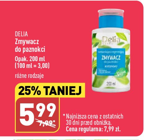 Zmywacz do paznokci acetonowy Delia promocja