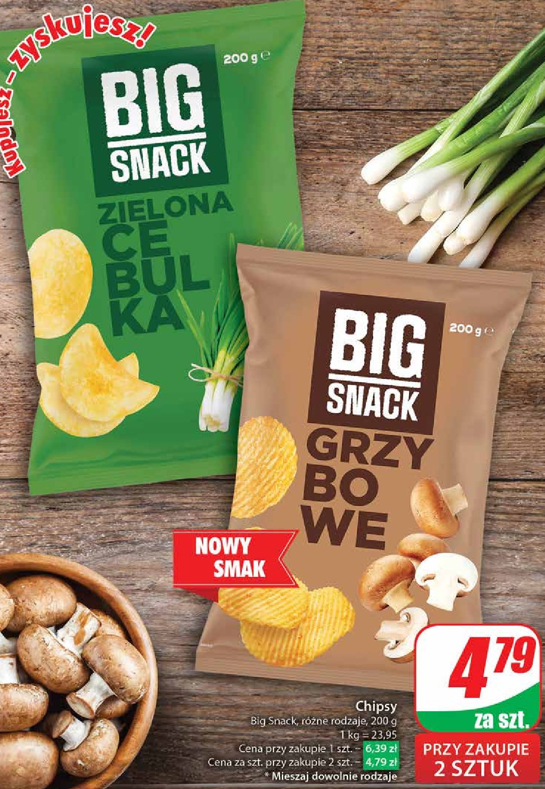 Chipsy grzybowe Big snack promocja
