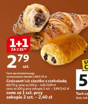 Croissant lub ciastko z czekoladą 60/70 g promocja w Auchan