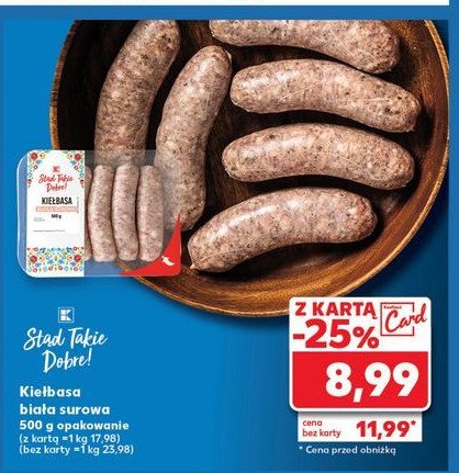 Kiełbasa biała surowa K-classic stąd takie dobre! promocja