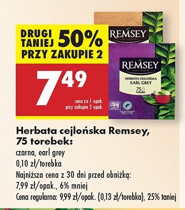 Herbata earl grey Remsey promocja w Biedronka