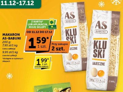 Makaron AS-Babuni kluski jajeczne, wybrane rodzaje promocja w Groszek