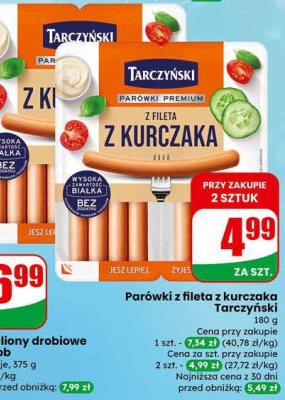 Parówki z fileta z kurczaka Premium promocja w Dino