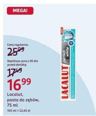 Pasta do zębów Lacalut, pasta do zębów, 75 ml promocja w Rossmann