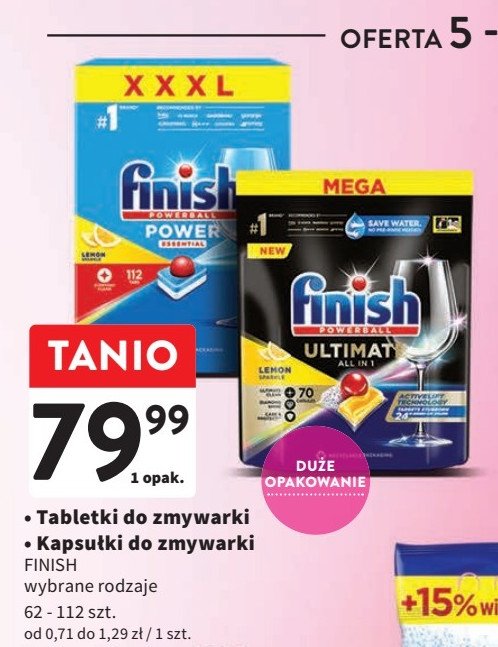 Tabletki do zmywarki lemon Finish power essential promocja