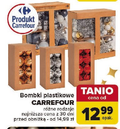 Bombki plastikowe w pudełku 6 cm Carrefour promocja w Carrefour