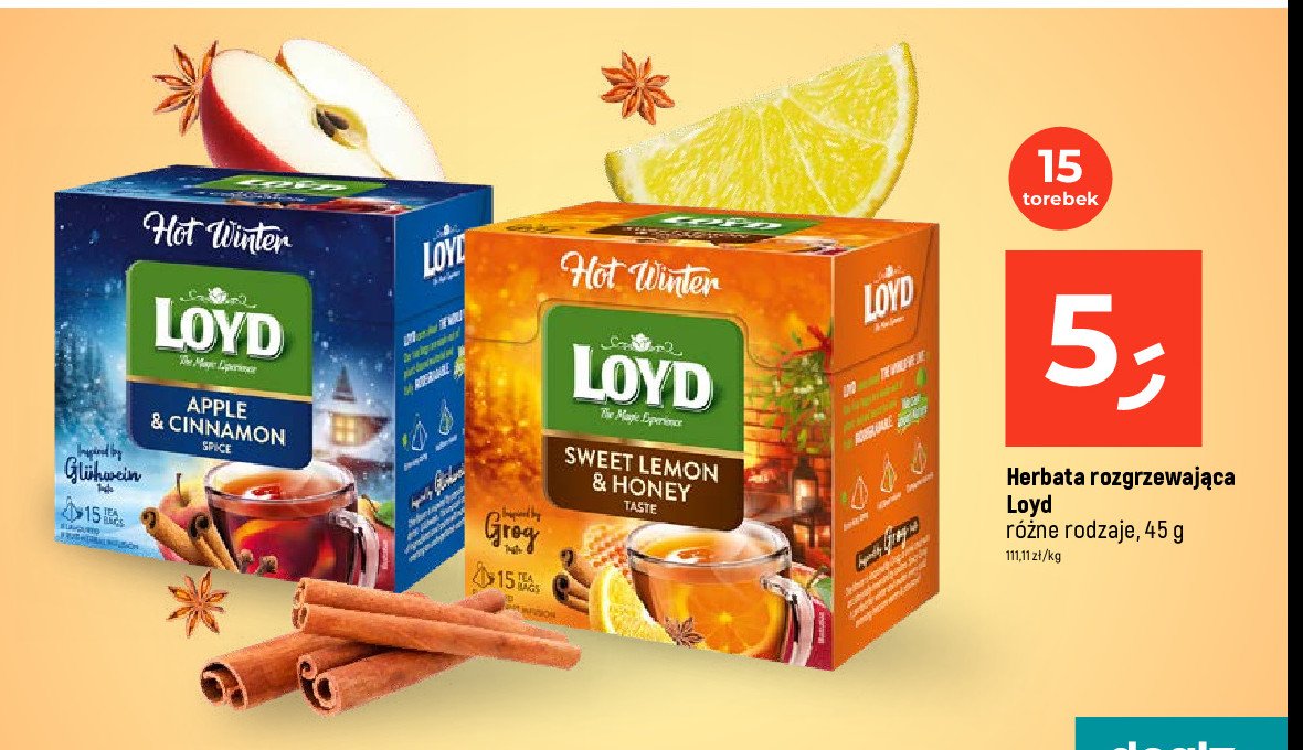 Herbata hot winter sweet lemon & honey Loyd tea the magic experience promocja