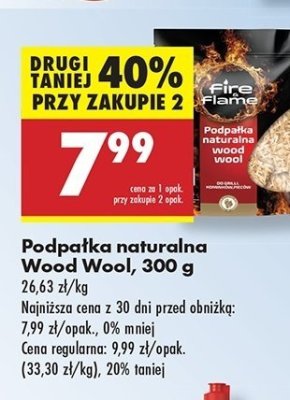 Podpa艂ka do grilla we艂na drzewna Fire & flame promocja