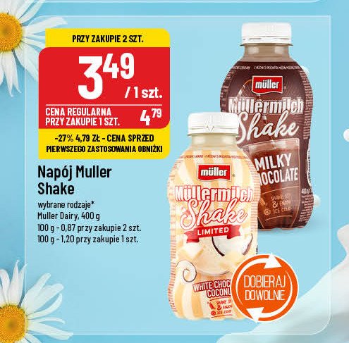 Napój mleczny white chocolate&coconut Mullermilch shake promocja