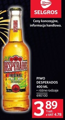 Piwo Desperados Original 400 ml promocja w Selgros