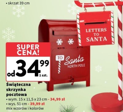Świąteczna skrzynka pocztowa wys. 51 cm promocja w Intermarche