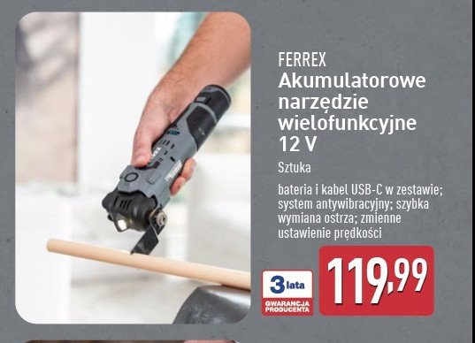 Narzędzie wielofunkcyjne akumulatorowe 12 v Ferrex promocja w Aldi