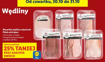 Wszystkie wędliny w plastrach Pikok od Krajana promocja w Lidl
