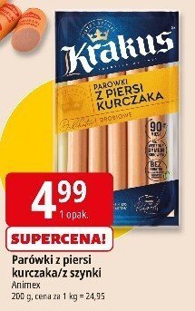 Parówki z piersi kurczaka/z szynki Krakus promocja w Leclerc