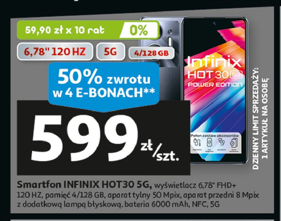 Smartfon hot 30 Infinix promocja w Auchan