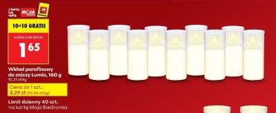 Wkład parafinowy do znicza Lumia 160 g promocja w Biedronka
