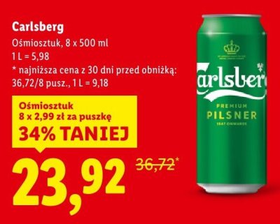 Piwo Carlsberg 8-pak promocja w Lidl