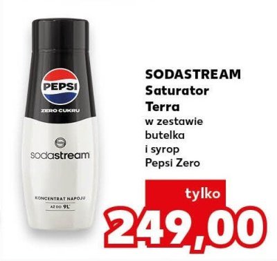 Saturator SODASTREAM Terra w zestawie butelka i syrop Pepsi Zero promocja w Kaufland