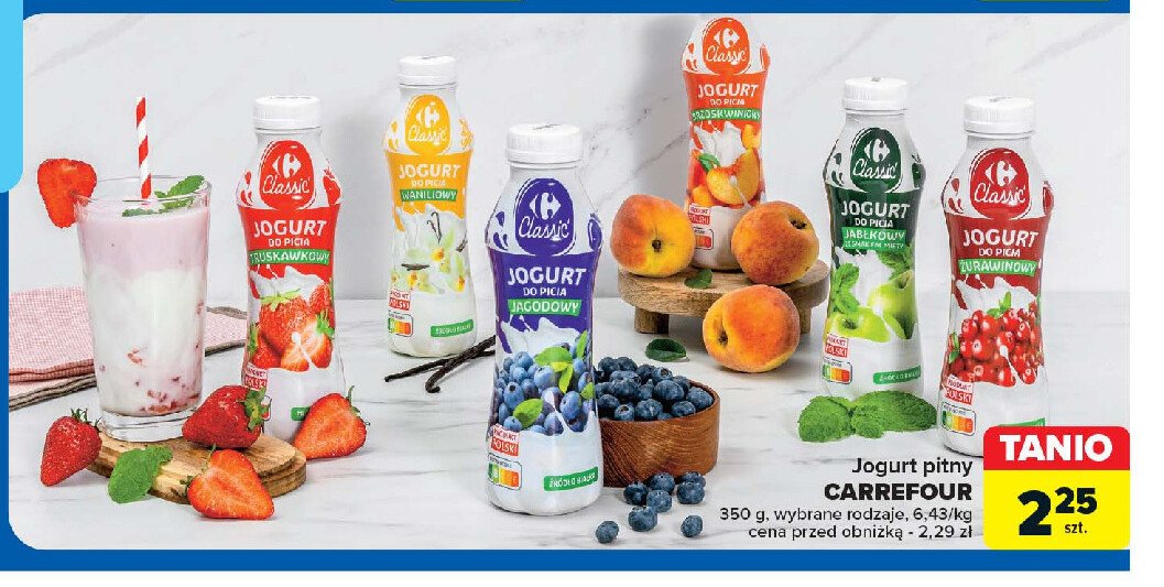 Jogurt do picia truskawkowy Carrefour promocja