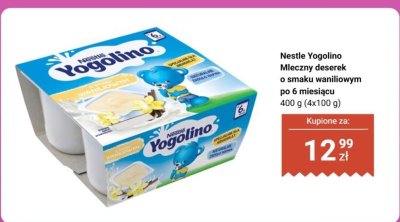 Mleczny deserek Yogolino o smaku waniliowym po 6 miesiącu promocja w Biedronka