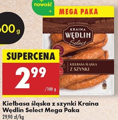 Kiełbasa z szynki Kraina wędlin select promocja w Biedronka