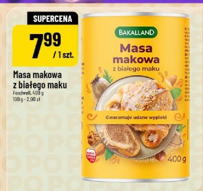 Masa makowa z białego maku Bakalland promocja w POLOmarket